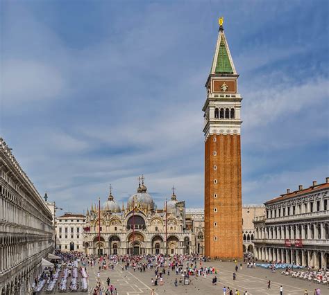 St Mark S Campanile Bell Tower And Piazza San Marco Venice Italy