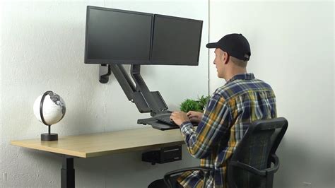 Stand Sit2wd Dual Monitor Wall Mounted Workstation By Vivo Youtube