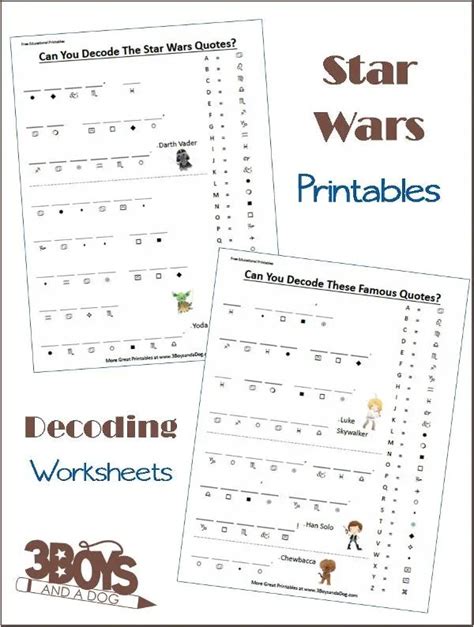 Star Wars Decoding Worksheets 3 Boys And A Dog