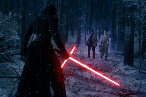 Star Wars Movie Still Star Wars The Force Awakens Rey Lightsaber Kylo Ren Hd Wallpaper