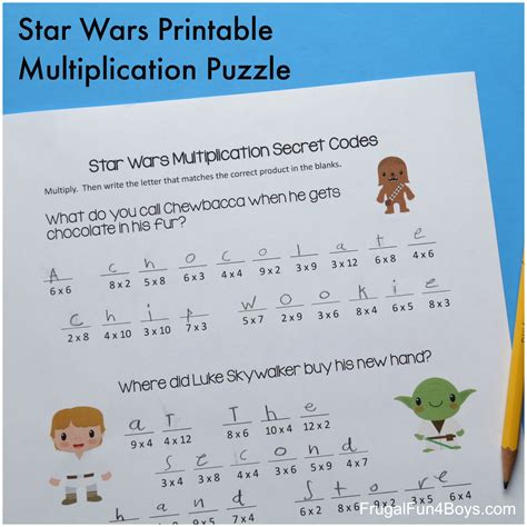 Star Wars Multiplication Practice Puzzle For Little Jedis Frugal Fun For Boys And Girls