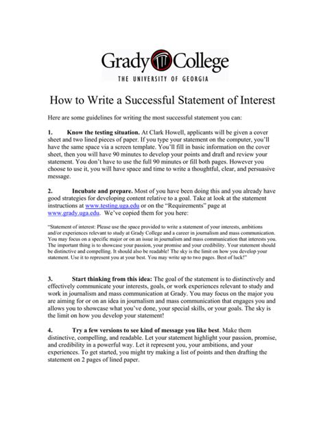 Crafting a Compelling Statement of Interest