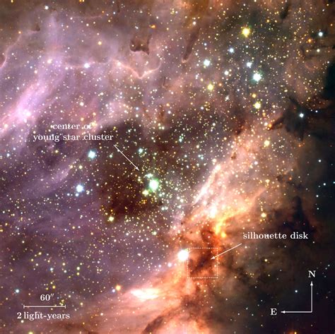 Stellar Cluster And Star Forming Region M 17 Annotated Eso Ireland