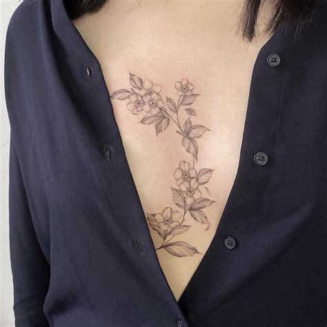 Sternum Tattoo Women Fine Line