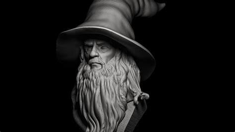 Stl File Bust Gandalf With Staff With And Without Hat 3D Printable