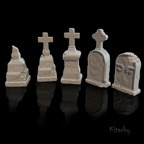 Stl File Old Tombstones Gravestones For Halloween Decoration Diorama 3D Printing Model To