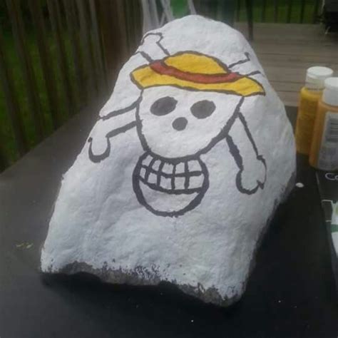 Straw Hat Pirate Jolly Roger Rockpainting Rock Painting Jollyroger