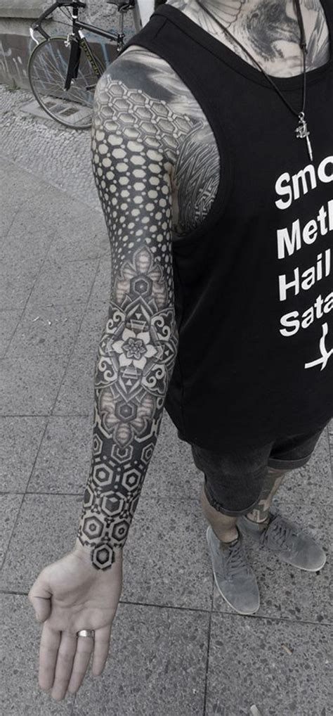 Striking Geometric Stipple Tattoos By Kenji Alucky Stippling Tattoo