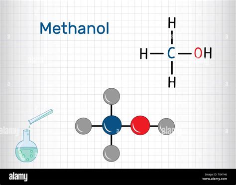 Structural Chemical Formula And Model Of Methanol Methyl Alcohol