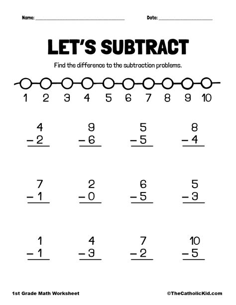 Subtraction Free Printable Math Worksheets For 1St Grade Kidsworksheetfun