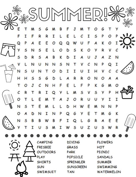 Summer Word Search For Kids