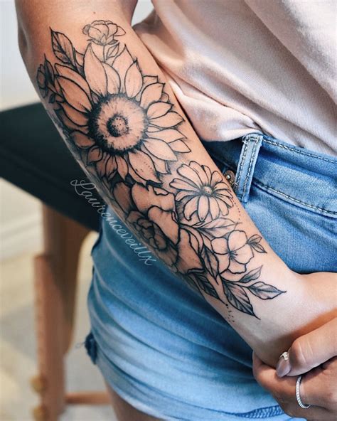 Sunflower And Rose Tattoo Laurenceveillx Rose Tattoo Sleeve Full