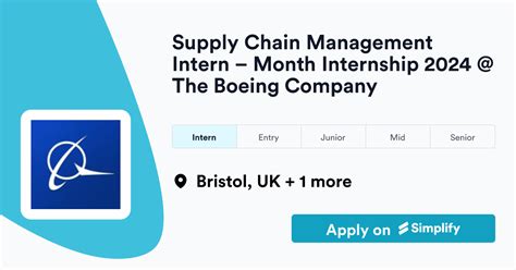 Supply Chain Intern Month Internship 2024 The Boeing Company