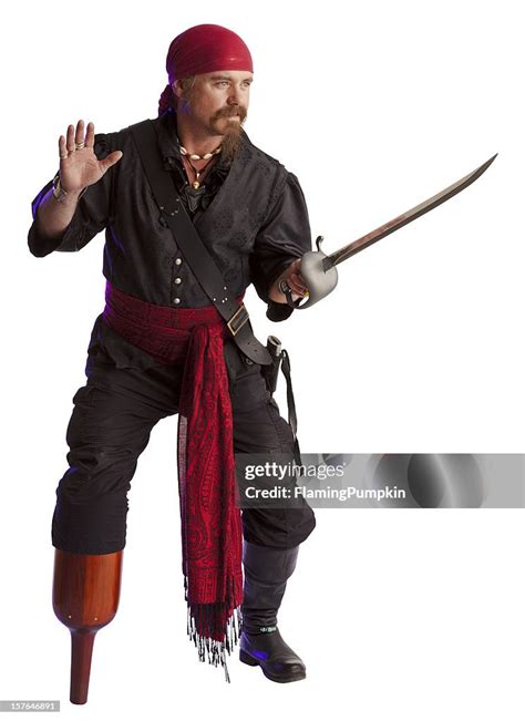 Swashbuckling Pirate With Sword And Pegleg Isolated On White High Res Stock Photo Getty Images