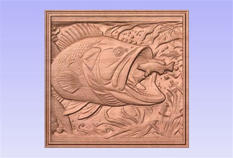 Swimming Bass Stl File For A 3D Cnc Router Etsy