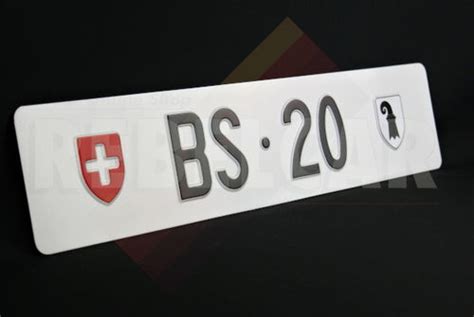 Swiss License Plate From Basel Stadt Canton Accurate Size 50X11 Cm