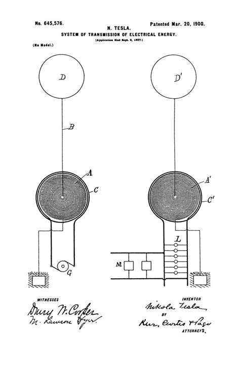 System Of Electrical Transmission Of Power Nikola Tesla Patent