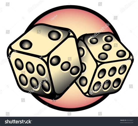 Tattoo Design Of Two Dice Rolling Lucky Seven Stock Vector