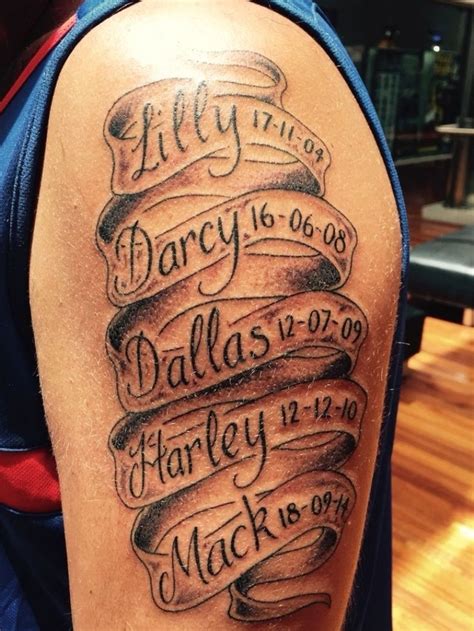 Tattoo With Kids Names On Dad S Arm