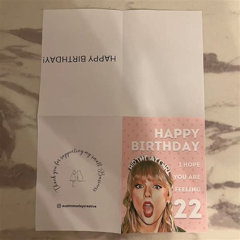 Taylor Swift Birthday Card Instant Download Printable Birthday Party