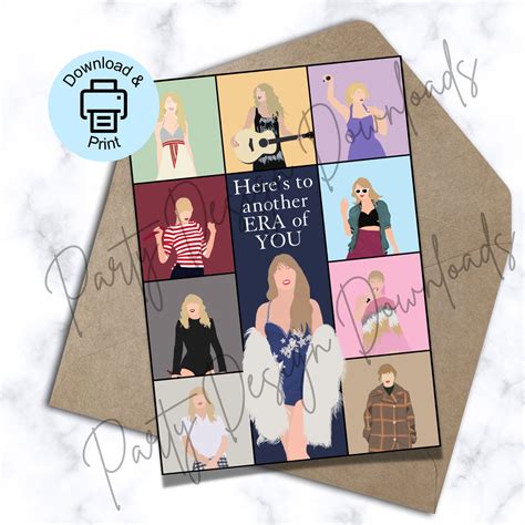 Taylor Swift Birthday Card Printable Taylor Swift Eras Happy Etsy