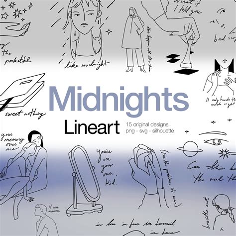 Taylor Swift Midnights Minimal Line Art Svg Vector Files For Printing Cutting Tattoo