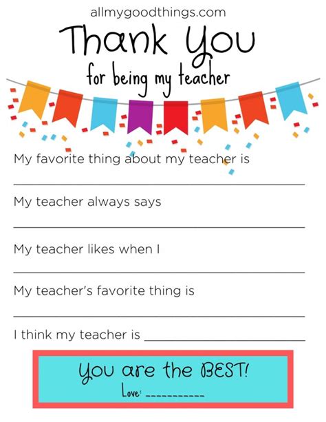 Teacher Appreciation Free Printables to Show You Care