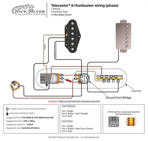 Tele Humbucker 1V 1T Pp Phase Nick Silver Pickups