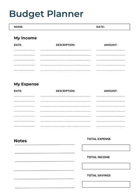 Template Budget Planner Pdf