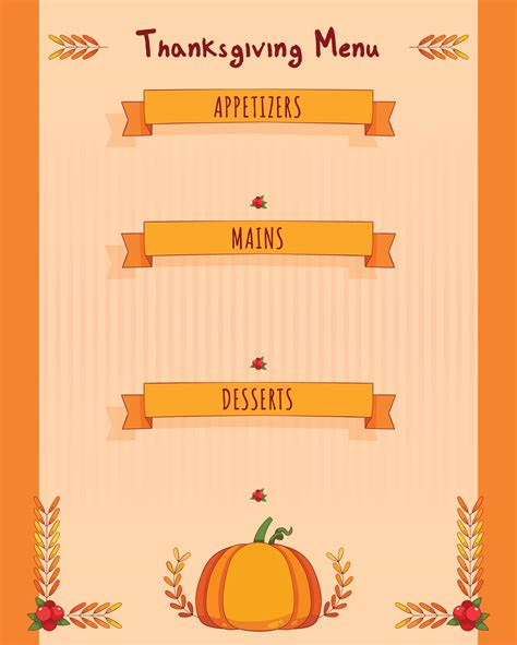 Thanksgiving Menu 11 Free Pdf Printables Printablee