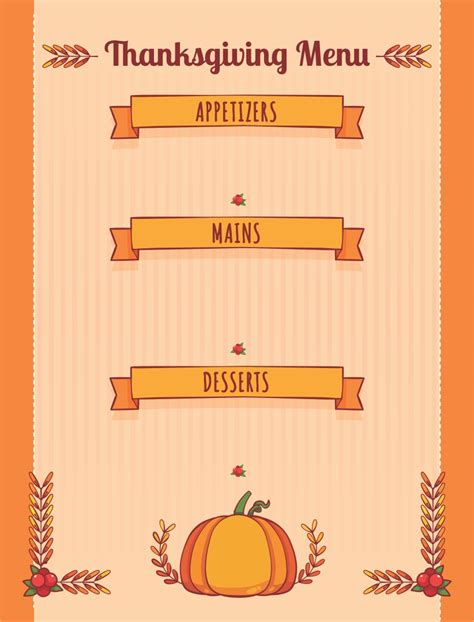 Thanksgiving Menu Templates 13 Free Pdf Printables Printablee