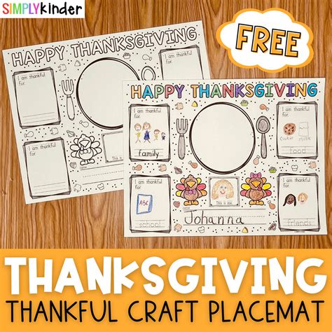 Thanksgiving Placemat Free Printable In The Bag Kids Crafts