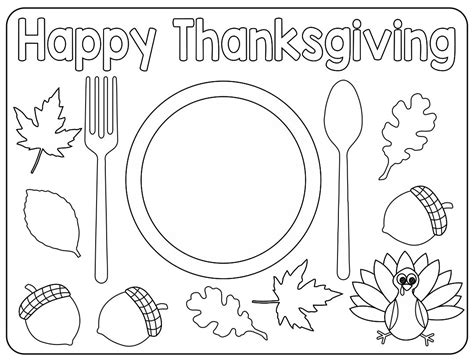 5 Free Thanksgiving Placemats Printable Designs