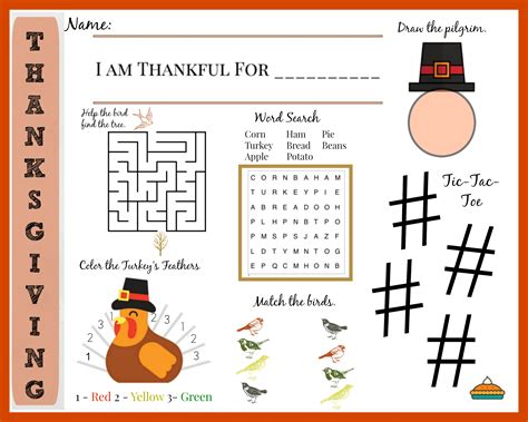 5 Free Thanksgiving Printables Placemats