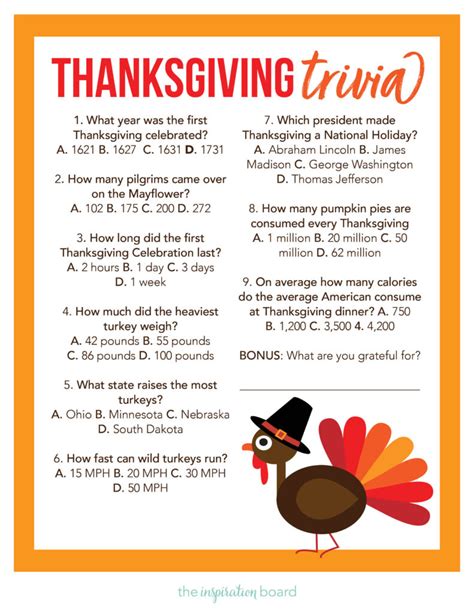 Thanksgiving Trivia Printable Fun for Family and Friends