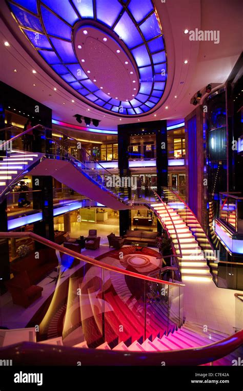 The Atrium On Board The P O Cruise Ship Ventura Stock Photo Alamy