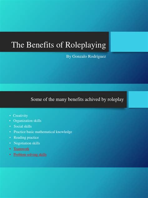 The Benefits Of Roleplaying Pdf