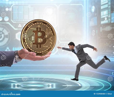 The Businessman In Bitcoin Price Increase Concept Stock Photo Image