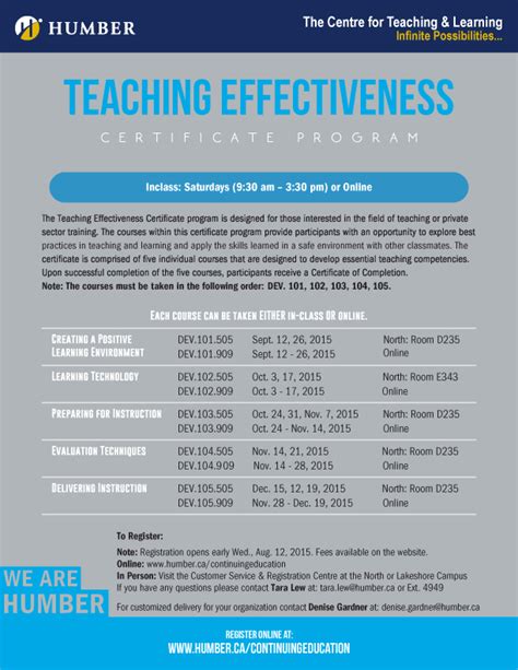 The Ctl Presents Amp Quot The Teaching Effectiveness Certificate Program Amp Quot Humber Communiqu