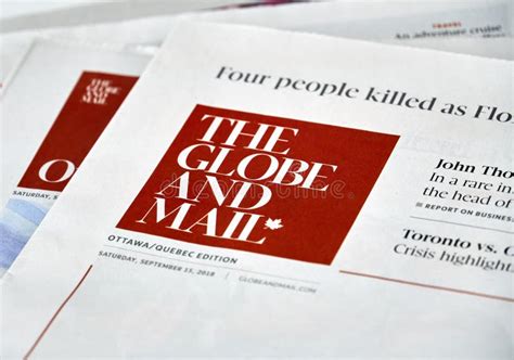 The Globe And Mail Newspaper Editorial Stock Image Image Of White