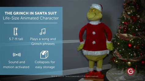 The Grinch In Santa Suit Life Size Animated Character Youtube