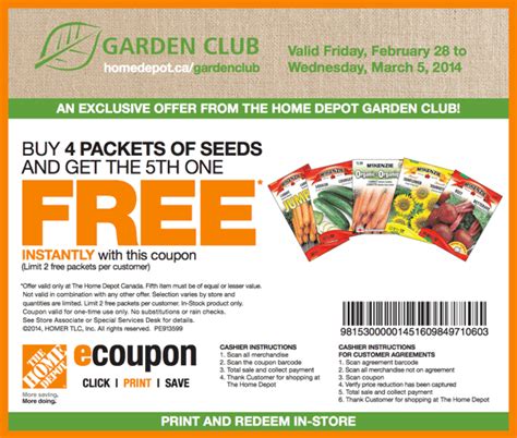 The Home Depot Garden Club Printable Coupons Buy 4 Packets Of Seeds And Get The 5Th For Free