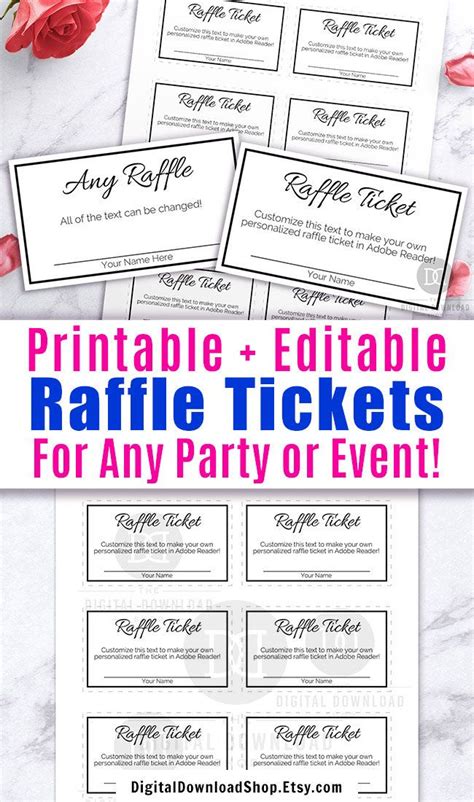 The Printable Raffle Tickets For Any Party Or Event Are On Display With