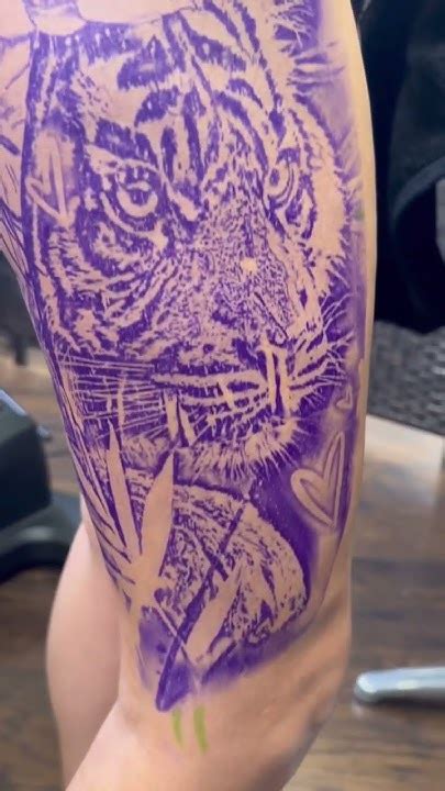 Thigh Tattoo Stencil To Finish Youtube