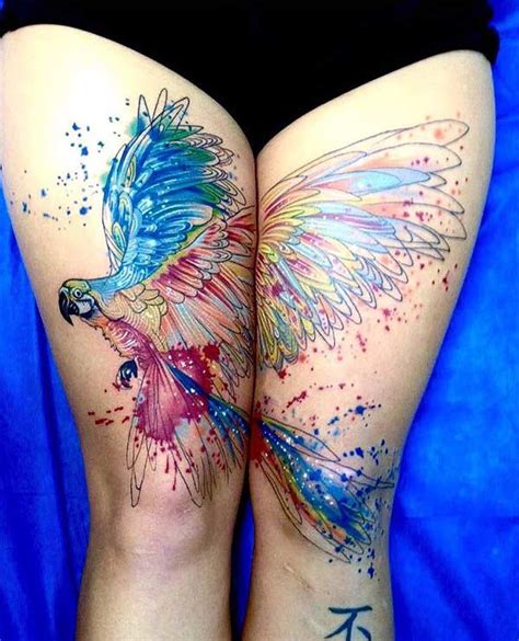 Thigh Tattoos Cool Watercolor Thigh Tattoos For Women