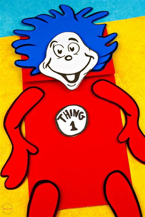 Thing 1 And Thing 2 Puppets Dr Seuss Crafts With Free Printable