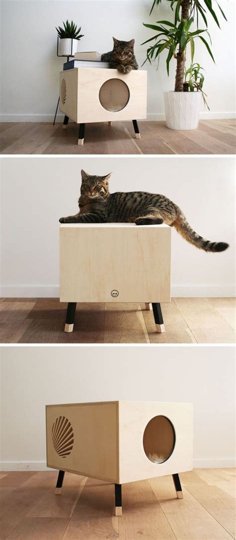 This Modern Cat Bed Table Named Nest Is Made From High End Plywood