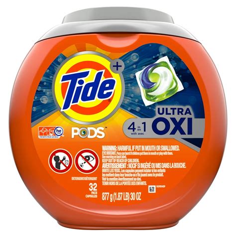 Tide Pods Plus Ultra Oxi Liquid Laundry Detergent Pacs 32 Ct