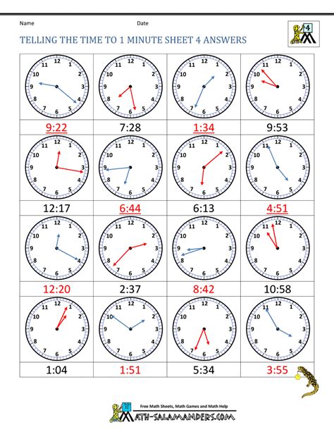 Time Worksheet Grade 4