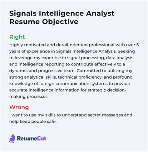 Top 17 Signals Intelligence Analyst Resume Objective Examples